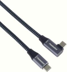 PremiumCord KU31CU1 USB-C Apa - USB-C 90° Apa Adat és Töltő Kábel - 1 m, Fekete/Szürke