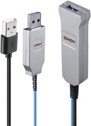 Lindy 43345 USB-A Apa - USB-A Anya 3.0 Aktív optikai Adapterkábel - 30m, Kék/Ezüst (43345)