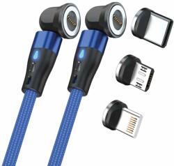 RealPower 439652 USB-C/Lightning/USB-B Apa - USB-C/Lightning/USB-B Apa 2.0 Adat és Töltő Kábel - 1 m, Kék (439652)