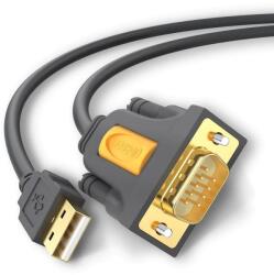 UGREEN 20210 USB-A Apa 2.0 - RS232 DB9 Apa Aktív Adapter Kábel - 1 m, Szürke