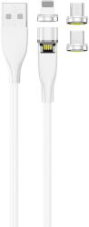 2GO USB-A Apa - USB-C/Lightning/MicroUSB Apa Mágneses Adat és Töltő Kábel - 1 m, Fehér