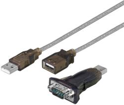 Goobay USB-A Apa - RS232 Apa Mini Átalakító + USB-A Apa - USB-A Anya Kábel - 1.5 m, Átlátszó (93128)