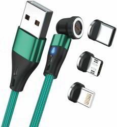 RealPower 439636 USB-A Apa - USB-C/Lightning/USB-B Apa 2.0 Adat és Töltő Kábel - 1 m, Zöld (439636)