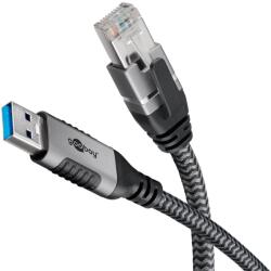 Goobay 70498 USB Type-A Apa - RJ45 Apa Adatkábel - 2 m, Fekete/Szürke
