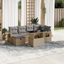 vidaXL 7 részes bézs polyrattan kerti ülőgarnitúra párnákkal (3274979) - vidaxl