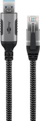 Goobay 70499 USB Type-A Apa - RJ45 Apa Adatkábel - 3 m, Fekete/Szürke