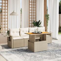 vidaXL 5 részes bézs polyrattan kerti ülőgarnitúra párnákkal (3271632) - vidaxl