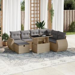 vidaXL 8 részes bézs polyrattan kerti ülőgarnitúra párnával (3275159) - vidaxl