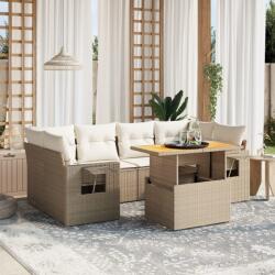vidaXL 7 részes bézs polyrattan kerti ülőgarnitúra párnákkal (3271653) - vidaxl