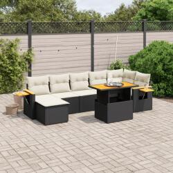 vidaXL 8 részes fekete polyrattan kerti ülőgarnitúra párnákkal (3273625) - vidaxl