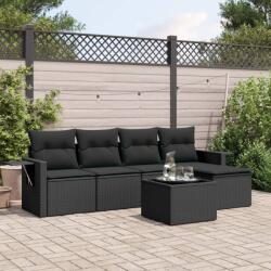 vidaXL 6 részes fekete polyrattan kerti ülőgarnitúra párnákkal (3220094) - vidaxl