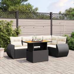 vidaXL 6 részes fekete polyrattan kerti ülőgarnitúra párnákkal (3272183) - vidaxl