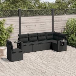 vidaXL 6 részes fekete polyrattan kerti ülőgarnitúra párnákkal (3220224) - vidaxl