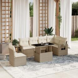 vidaXL 7 részes bézs polyrattan kerti ülőgarnitúra párnákkal (3267938) - vidaxl