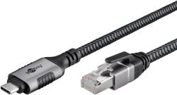 Goobay 70752 USB Type-C Apa - RJ45 Apa Adatkábel - 5 m, Fekete/Szürke