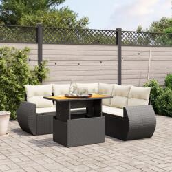 vidaXL 6 részes fekete polyrattan kerti ülőgarnitúra párnákkal (3272190) - vidaxl