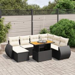 vidaXL 8 részes fekete polyrattan kerti ülőgarnitúra párnákkal (3275828) - vidaxl