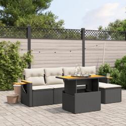 vidaXL 6 részes fekete polyrattan kerti ülőgarnitúra párnákkal (3273492) - vidaxl