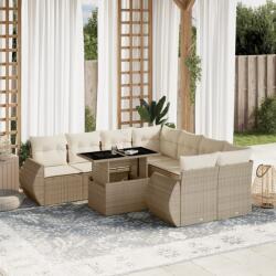 vidaXL 9 részes bézs polyrattan kerti ülőgarnitúra párnákkal (3268428) - vidaxl