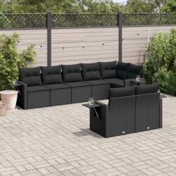 vidaXL 8 részes fekete polyrattan kerti ülőgarnitúra párnákkal (3220414)