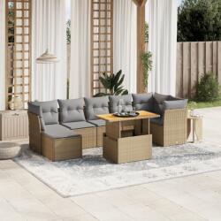 vidaXL 8 részes bézs polyrattan kerti ülőgarnitúra párnával (3275488)