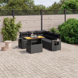 vidaXL 6 részes fekete polyrattan kerti ülőgarnitúra párnákkal (3271748)