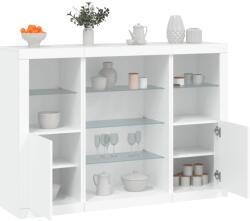 vidaXL 3 db fehér szerelt fa tálalószekrény LED-ekkel (3209128)