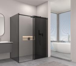 Erga Lynn, tolóajtós zuhanykabin 100 (ajtó) x 80 (fal) x 195 cm, 8mm szürke üveg, fekete profil, ERG-V02-LYNN-D100G080-GR-BK (ERG-V02-LYNN-D100G080-GR-BK)