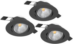 EGLO 900747 Saliceto beépíthető lámpa, süllyesztett spot, 3db/csomag, 8, 8cm, fekete, 1350 lm, 2700K melegfehér, beépített LED, 3x6W, IP20 (900747)