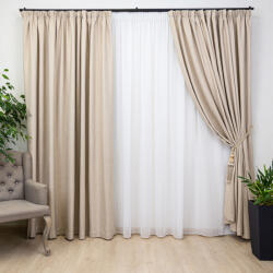 Hiko Set 2 draperii opace, Hiko Deluxe Blackout 100% bej deschis, cu rejansa Premium creion de 6, 5cm (10013901)
