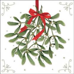 Ambiente Mistletoe with bow white papírszalvéta 33x33cm, 20db-os