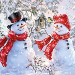 Ambiente Snowmen And Birds Papírszalvéta 33x33 cm, 20 db-os