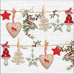 Ambiente Rustical Christmas papírszalvéta 33x33cm, 20 db-os