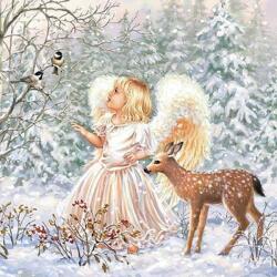Ambiente Winter Angel papírszalvéta 33x33cm, 20 db-os