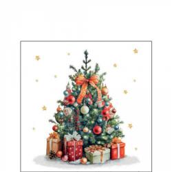 Ambiente Dekorated Christmas tree papírszalvéta 25x25cm, 20db-os