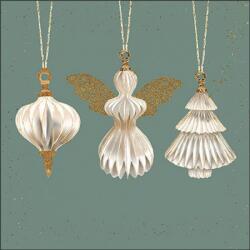 Ambiente Paper ornaments sage papírszalvéta 33x33cm, 20db-os