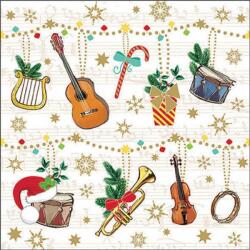 Ambiente Christmas instruments papírszalvéta 33x33cm, 20db-os