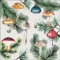 Ambiente Mushroom ornaments white papírszalvéta 33x33cm, 20db-os