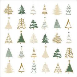 Ambiente Christmas tree doodles green papírszalvéta 33x33cm, 20db-os