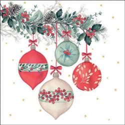 Ambiente Berry baubles white papírszalvéta 33x33cm, 20db-os
