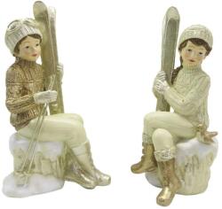 Clayre & Eef Karácsonyi Dekorációs kiegészítő - Fiú-lány páros síléccel