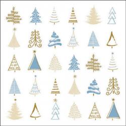 Ambiente Christmas tree doodles blue papírszalvéta 33x33cm, 20db-os