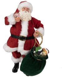 Clayre & Eef Télapó zöld zsákkal - Karácsonyi dekoráció - 28cm