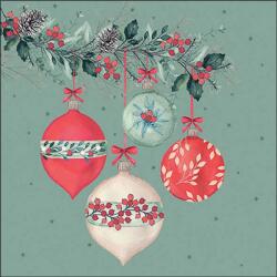 Ambiente Berry baubles green papírszalvéta 33x33cm, 20db-os - szep-otthon