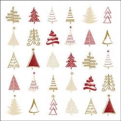 Ambiente Christmas tree doodles red papírszalvéta 33x33cm, 20db-os