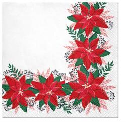PAW Lovely Poinsettia papírszalvéta 33x33cm, 20 db-os