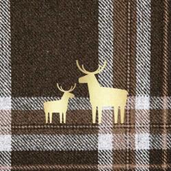 PPD Check brown and Deer papírszalvéta 33x33cm, 20db-os - szep-otthon