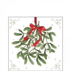 Ambiente Mistletoe with bow white papírszalvéta 25x25cm, 20db-os