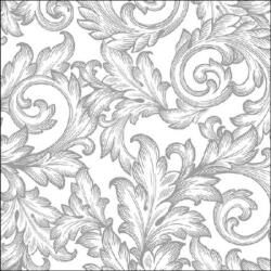Ambiente Baroque Silver/White papírszalvéta 33x33cm, 20db-os - szep-otthon
