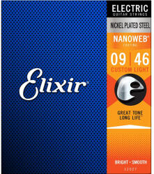 Elixir 12027 NANOWEB Custom Light, Струни за електрическа китара 09-46 (NW09-46E)